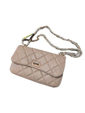 Badgley Mischka Faux Leather Quilted Crossbody W/ Stud Accents & Woven Strap NWT